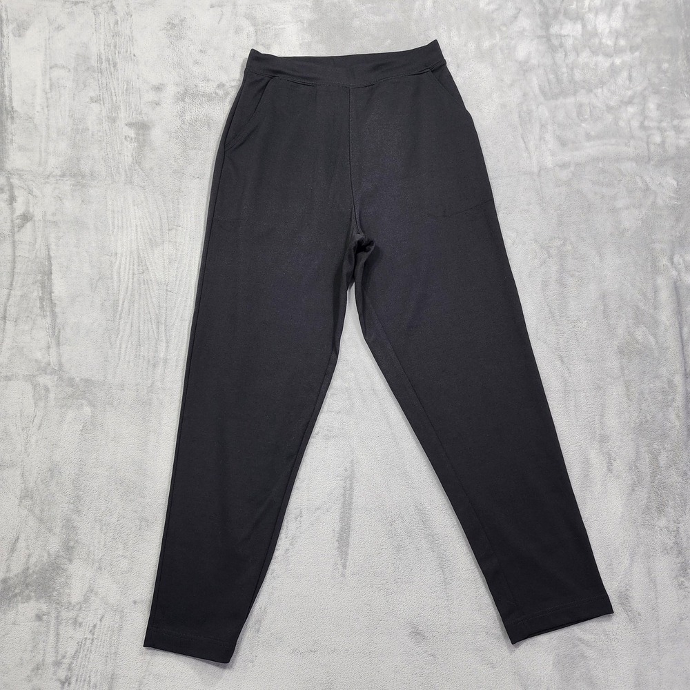 Woman Within Pants Womens 14W Black High Rise Tapered Leg Pull On Stretch Office
